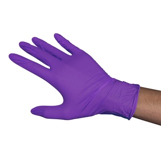 ถุงมือยางไนไตร ดูลาเซฟ ม่วงเข้ม Size L กล่อง100ชิ้น ถุงมือยาง DulaSafe Nitrile Gloves Dark Purple Size L Box of 100 piec