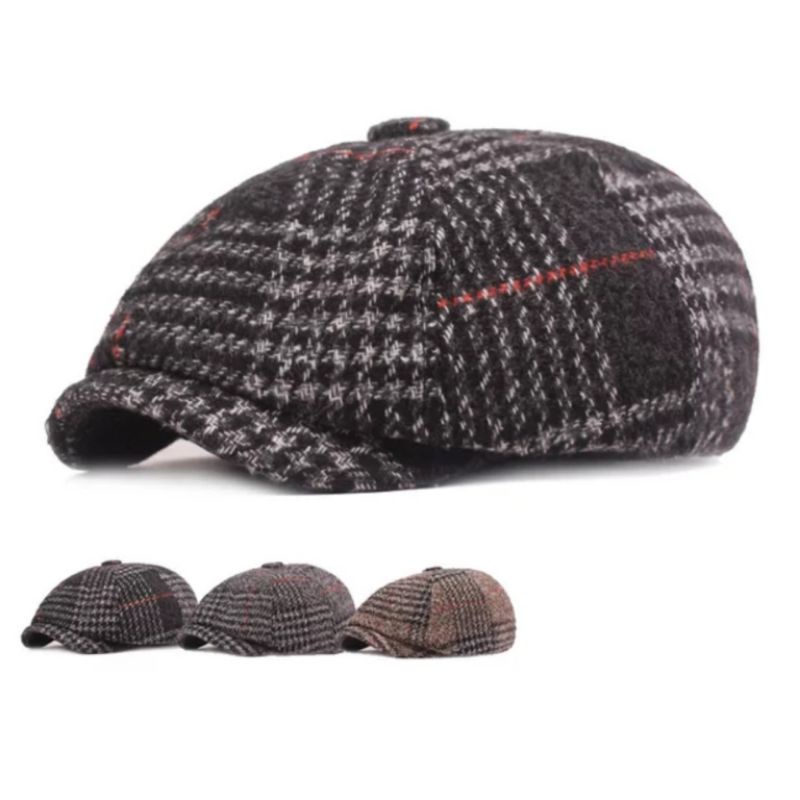 Rre hatroom Topi Pakcik Newsboy Baker Boy Baretta Wool Tweed แบนหมวกหมวก Gatsby สไตล์