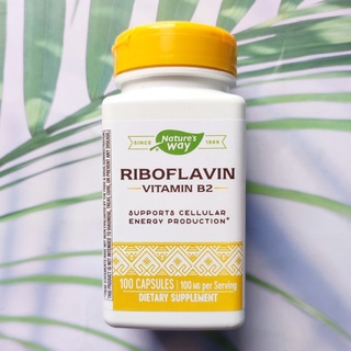 Vitamin B2 ไรโบฟาวิน Riboflavin 100 mg 100 Capsules (Natures Way®) B-2 #B 2