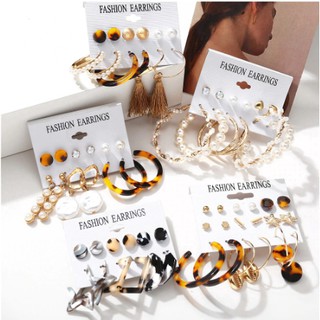 🎊พร้อมส่ง🎊 ต่างหูมุกยกเซต