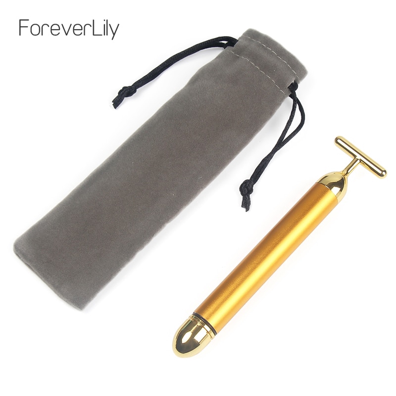 พร้อมส่ง | ลูกกลิ้งทองคํา 24K แบบสั่นสะเทือน สําหรับนวดใบหน้า กระชับสัดส่วน ยกกระชับริ้วรอย