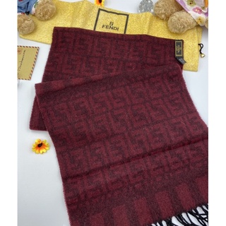 Fendi FF Zucca Monogram Wool Red Scarf