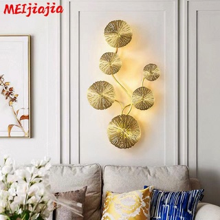 MEIJIAJIA Creative Retro Lotus Leaf โคมไฟติดผนัง G4 หลอดไฟห้องนั่งเล่น Corridor โคมไฟติดผนังห้องนอนข้างเตียง LED Lamp