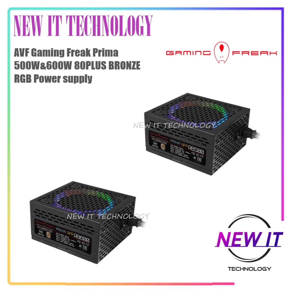 Gaming Freak Prima GFP RB500 500W / RB600 600W 80PLUS BRONZE PC Desktop RGB Power supply (GFP-RB500-