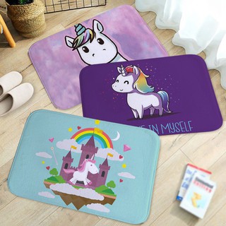 Charming Cartoon Unicorn Printed Kitchen Bathroom Door Mat Anti-slip Floor Mats