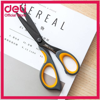 Deli 6027 Coated Office Scissors กรรไกร กรรไกรเคลือบเทฟล่อน มียางหุ้ม