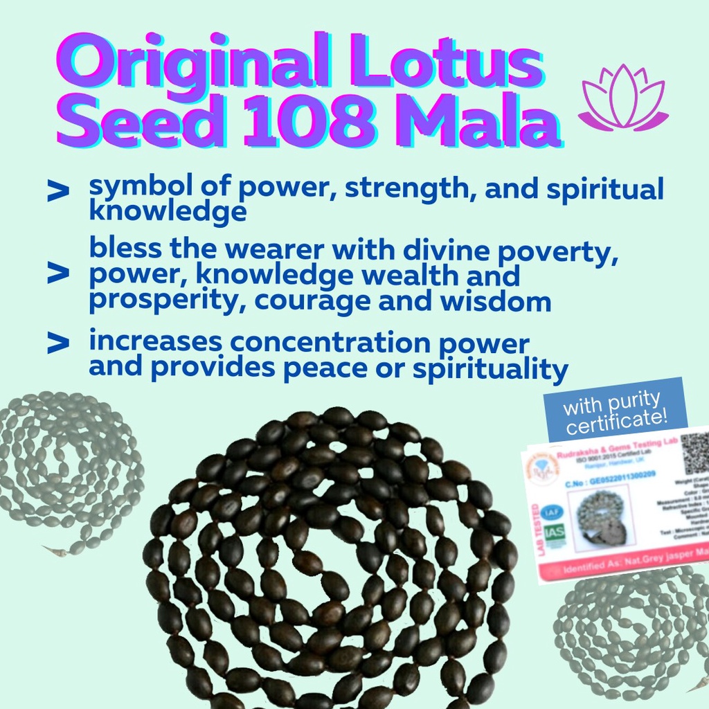 เมล็ดบัว 108 ใบรับรองหม่าล่าพร้อมแล็บ (11มม)(คาmalgata Mala)