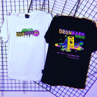 jRff //NOMADเสื้อยืดสกรีนลายแนวสตรีท DRUNKARD   เสื้อผู้ชาย/ผู้หญิง ผ้าคอตตอน100!