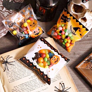 ถุงฝากาว OPP แพค 50-100 ใบ Halloween 3 ลาย ถุงคุกกี้ ถุงบราวนี่ ถุงแถบกาวใส่คุกกี้ ถุง soft cookie ลายน่ารัก