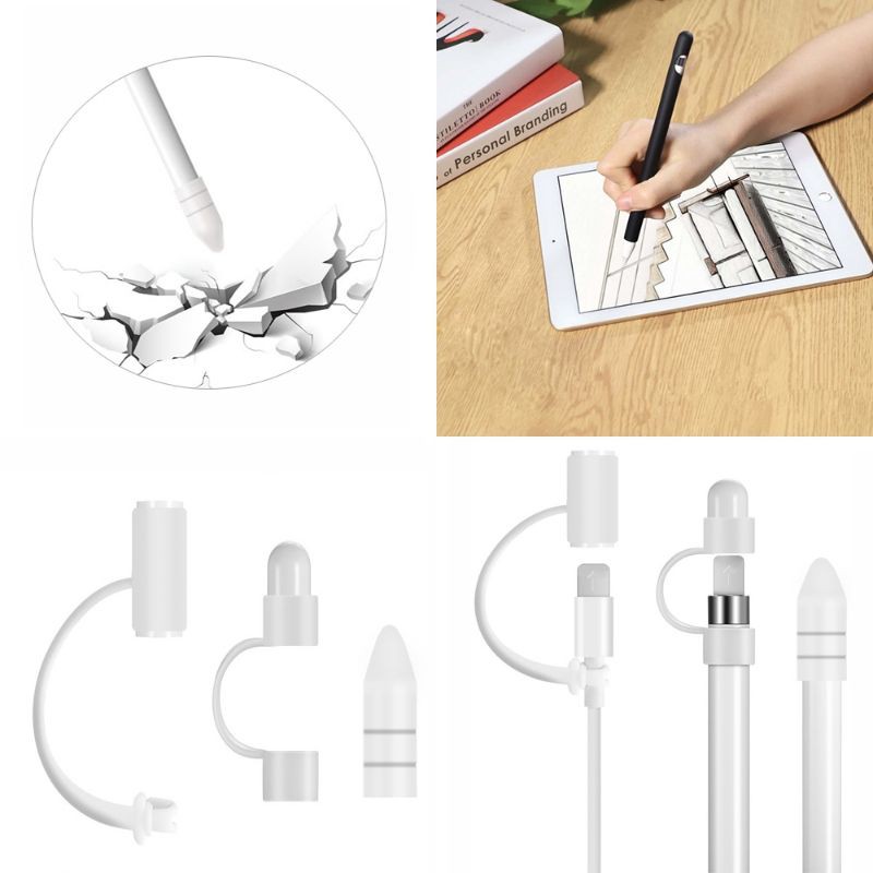 3 in 1 เคสซิลิโคน ล็อคฝาปากกา ป้องกันฝุ่น สําหรับ ipad pro apple pencil