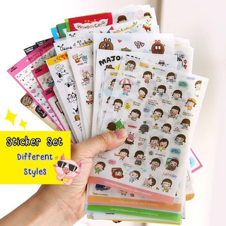 Sticker Decorate สติ๊กเกอร์ตกแต่งสมุดบันทึก ไดอารี่ PVC ใส และกันน้ำ ชุด 6 แผ่น