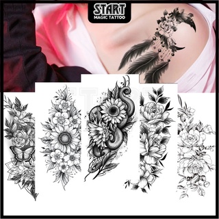 【Start Magic Tattoo】สติกเกอร์รอยสักชั่วคราว กันน้ํา ติดทนนาน 2 สัปดาห์ 21 ซม. × 10 ซม. 15 วัน 120