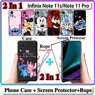 2 IN 1 เคส Infinix Note 11s Note 11 Pro เคส พร้อมกระจกนิรภัย โค้ง เซรามิก ป้องกันหน้าจอ สติช และมินนี่