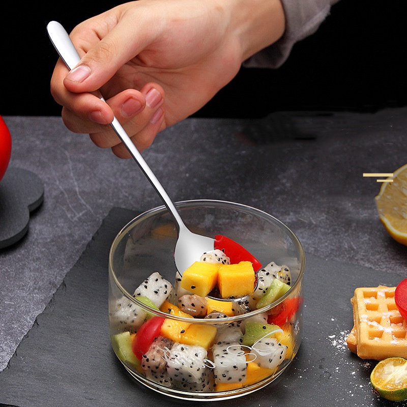 ช้อน ส้อม 21ซม ช้อนส้อมเกาหลี ช้อนเกาหลี ส้อมเกาหลี สแตนเลสแท้ สีเงิน  ด้ามยาว (สแตนเลสไม่เป็นสนิม มีน้ำหนัก!) F-215 - รูปที่ 2