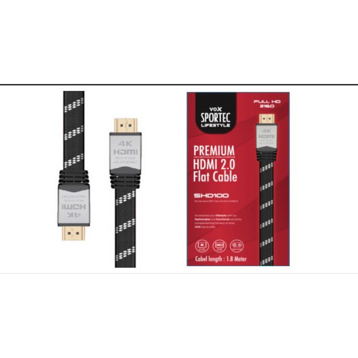 Vox Sportec 4K Flat HDMI 1.8M SHD100 Black
