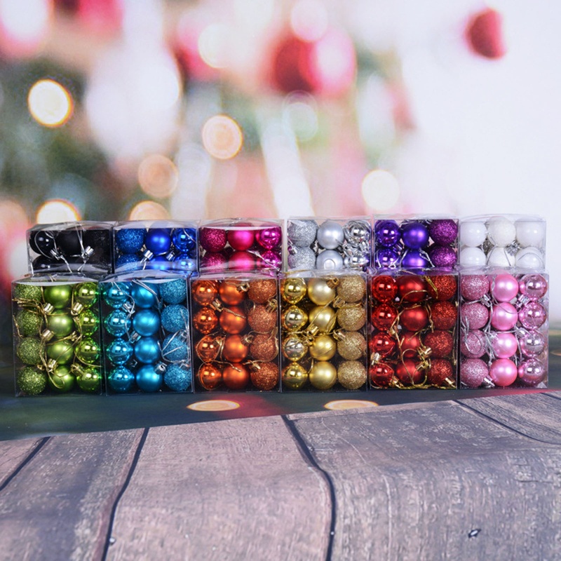 RUN 24 x พลาสติก Bauble ต้นคริสต์มาสแขวนจี้เครื่องประดับตกแต่งรอบเครื่องประดับพลาสติก Party Decor