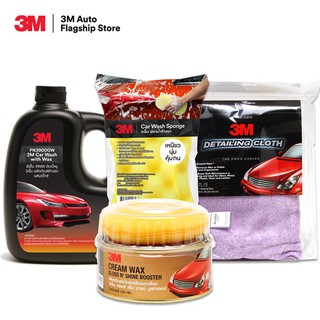 3M Set แชมพูล้างรถขนาด 1000 Ml.PN39000W + Cream Wax Gloss NShine Bosster + ฟองน้ำล้างรถ 3M + ผ้าไมโครไฟเบอร์ 3M PN39017