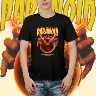 แขนสั้นcrew neckเสื้อยืด พิมพ์ลายกราฟฟิค Paranoid สีดํา และสีขาวS-XXXXL