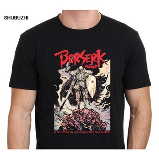 GILDAN 【Boutique Selection】เสื้อยืด ผ้าฝ้าย 100% พิมพ์ลายอนิเมะ Berserk Guts Skull Knight สีดํา คุณภาพสูง สําหรับผู้ชาย ไซซ์ S 3Xl