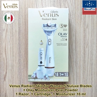 Gillette® Venus Radiant Skin + Olay Moisturizer Pear Powder ยิลเลตต์วีนัส ชุดมีดโกนพร้อมมอยส์เจอร์ไร สำหรับผู้หญิง