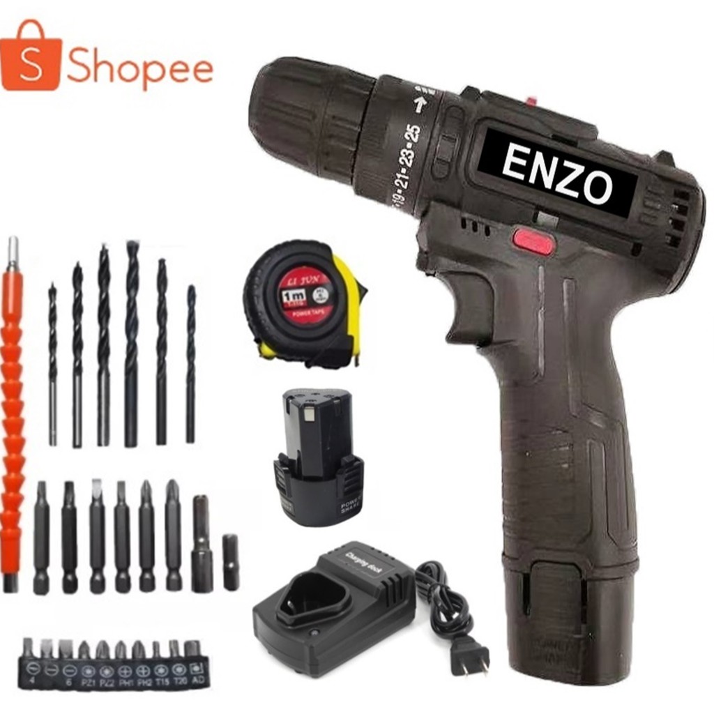 ENZO สว่านไร้สาย   สว่าน 150V 2 ระบบ ปรับสปีดได้ สำหรับเจาะไม้ เหล็ก ขันน็อตสกรู อุปกรณ์เครื่องมือช่