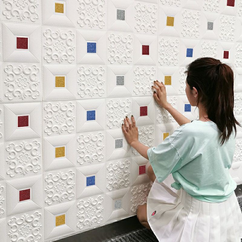 3D WALLPAPER SQUARE PATTERN TEBAL PE FOAM SELF ADHESIVE