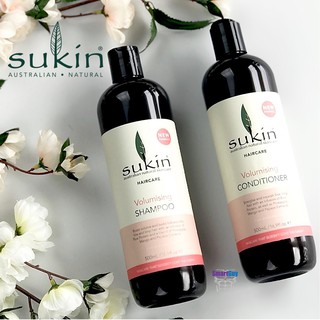 SUKIN AUSTRALIAN NATURAL Haircare Volumising Shampoo &amp; Conditioner 500ml.X2 ชุดผลิตภัณฑ์ดูแลเส้นผมและหนังศีรษะสูตรพิเศษจ