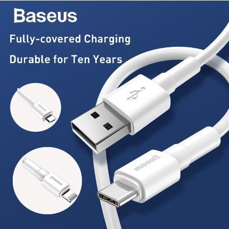 Baseus Cavo Type-C Simple Wisdom 2 Pezzi – 5A 1.5m Ricarica Veloce Bianco (Kit USB A Type-C)