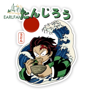 Earlfamily สติกเกอร์ไวนิล ลาย Kamado Tanjirou JDM ขนาด 13 ซม. x 13 ซม. สําหรับติดตกแต่งรถยนต์ รถจักรยานยนต์ RV VAN