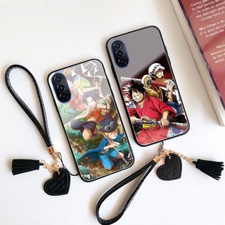 เคสโทรศัพท์มือถือกระจกนิรภัย แบบแข็ง กันกระแทก ลายการ์ตูนอนิเมะ One Piece Luffy ประดับพู่ สําหรับ HUAWEI Nova Y70 Plus Y70 10 Pro 9SE 8i 7Pro Nova 9pro 8 Pro 8se 7se