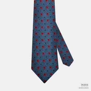 Dark Green Flower Red Dot Black Necktie-เนคไทสีเขียวลายดอกไม้