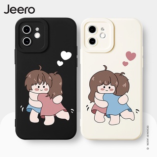 Jeero เคสคู่ เคสไอโฟน คู่รัก ขอบเหลี่ยมกันกระแทกซิลิโคนนุ่มการ์ตูนน่ารักตลก เคสโทรศัพท์ Compatible for iPhone 15 14 13 12 11 Pro Max SE 2020 X XR XS 8 7 ip 6S 6 Plus HFE1031