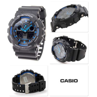 Casio G-Shock รุ่น GA-100-1A2DR นาฬิกาข้อผู้ชาย สายเรซินสีดำ (สินค้าขายดี) - มั่นใจ ของแท้ 100% ประกัน CMG 1 ปีเต็ม