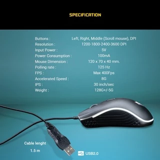 [สินค้ารับประกัน 1 ปี] Nubwo เมาส์เกมมิ่ง WARFARE NM95 LED Lighting ปรับ DPI ได้ 3600 ใช้งานง่าย เหมาะสำหรับเล่นเกม
