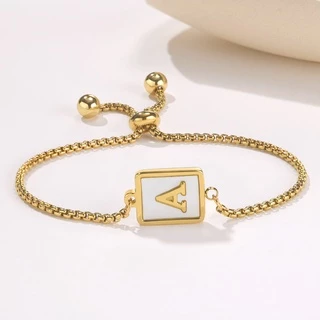 Vnox สร้อยข้อมือโซ่ จี้ตัวอักษร A-Z 26 ตัวอักษร สีทอง แฮนด์เมด หรูหรา สําหรับผู้หญิง