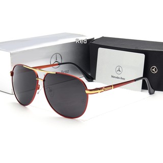 Polarized แว่นกันแดด แฟชั่น รุ่น Mercedes Benz MB 742 C-4 สีแดงตัดทองเลนส์ดำ แว่นตา ทรงสปอร์ต วัสดุ Stainless