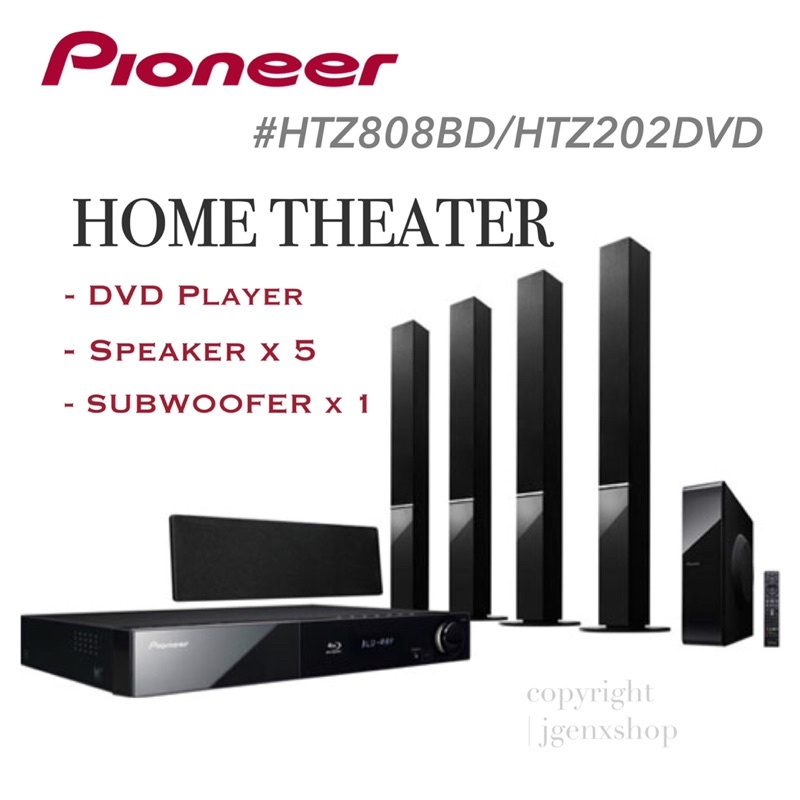 - PIONEER Home Theater💯📌ครบชุด 7 ชิ้น รุ่น HTZ202DVD / HTZ808BD เครื่องเล่นDVD พร้อมชุดเครื่องเสียงและลำโพงซับวูฟเฟอร์ -