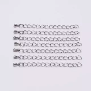 St.kunkka 10Pcs โซ่ต่อขยายสแตนเลส 304 แท้ โซ่ท้ายปรับระดับ จี้ทรงหยดน้ำ สายโซ่สแตนเลส ขนาด 50 70 ซม. สำหรับเครื่องประดับ สร้อยคอ สร้อยข้อมือ