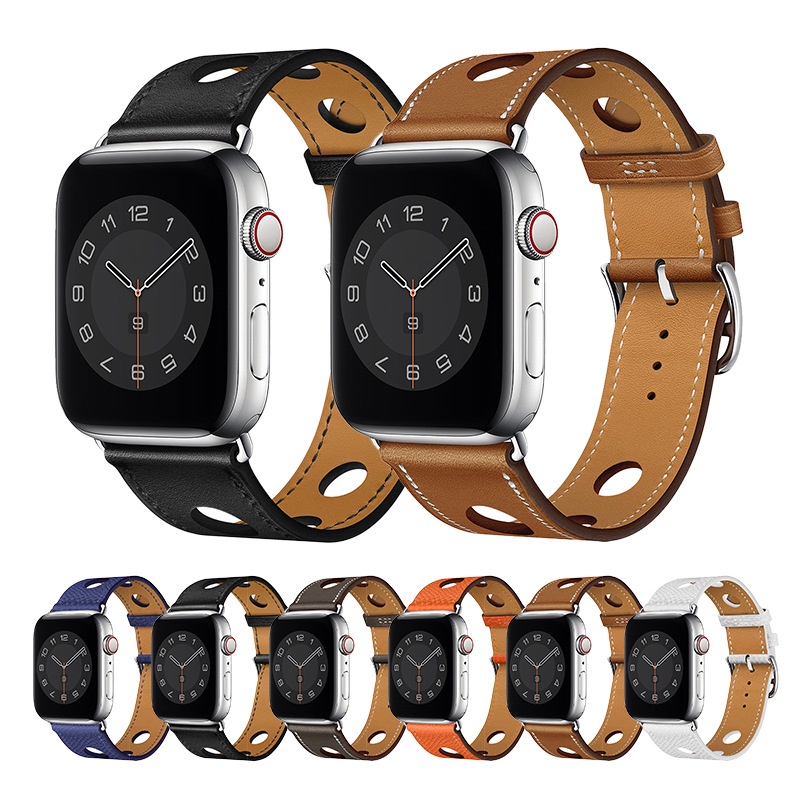 สายนาฬิกาข้อมือ สายหนังวัวแท้ สไตล์คลาสสิก สําหรับ Apple Watch 7 6 5 4 3