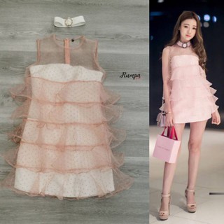 Dress เดรส3ชิ้นเดรสเกาะอก+ซีทรู+ปลอกคอแต่งไข่มุก ได้รุ่นนี้ไปคือคุ้มมากกก