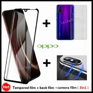 3 In 1 Oppo C20 C21  Realme 5 / Realme 5 Pro A9 2020 A5 Reno 2 / 2f Full Screen Tempered Glass Film +Camera lens film+Carbon Fiber Back Film