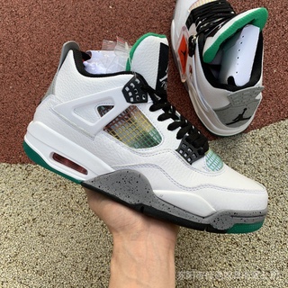 ใหม่ Air Jordan 4 AJ4 รองเท้าบาสเก็ตบอล ซีเมนต์ สีเขียวขุ่น สไตล์เรโทร AQ9129-100 2021