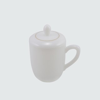 PEARL แก้วเนื้อมุก P 70 Tea cup with cover มักขาวขอบทองพร้อมฝา