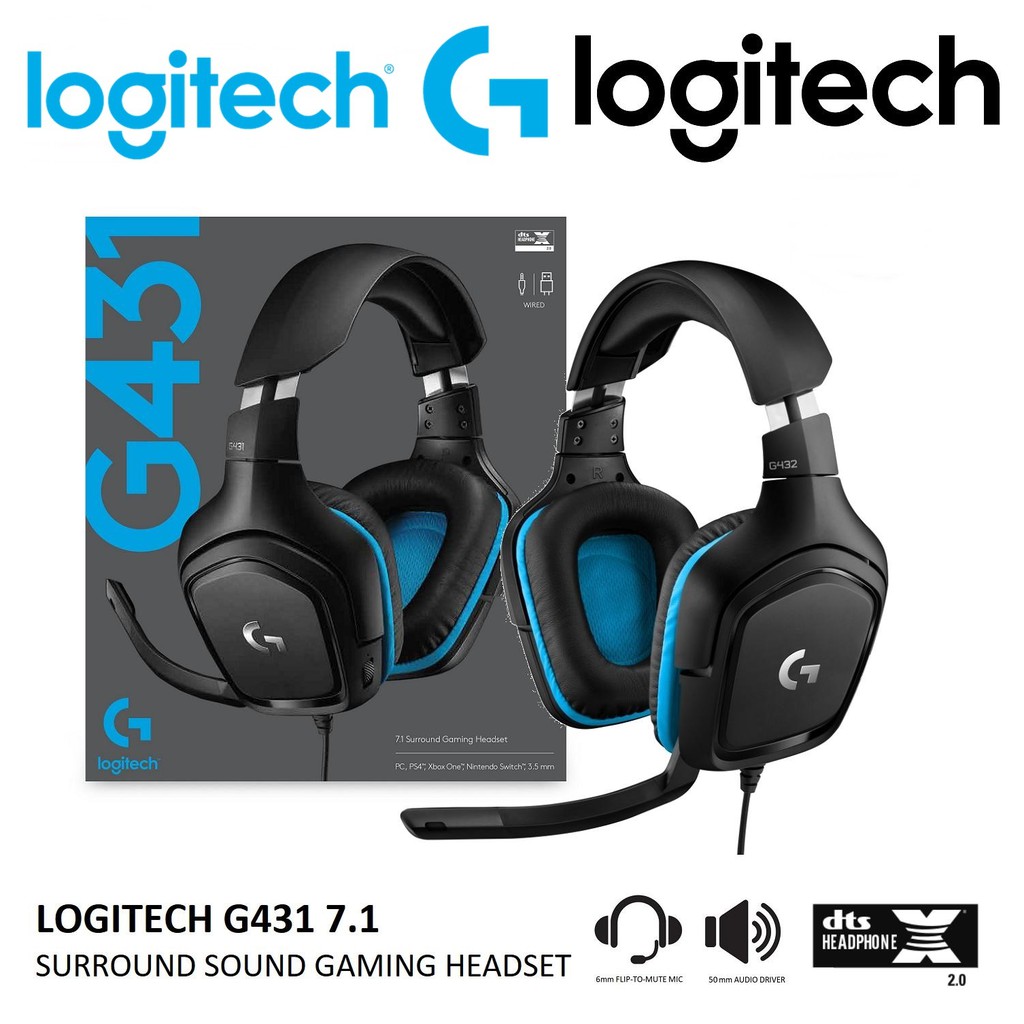 หูฟังเกมมิ่ง LOGITECH G431 7.1 Surround Sound Wired Gam...