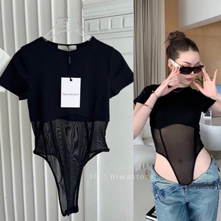 ✅เปิดพรีCave bodysuit 🤍🖤  บอดี้สูทสุดปัง! ทรงสวยคอกลมชิคๆ ดีเทลแต่งตาข่ายช่วงตัว เซ็กซี่มากค่า