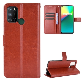 เคสโทรศัพท์หนัง PU ฝาพับ พร้อมช่องใส่บัตร และสายคล้อง หรูหรา สําหรับ Realme 7i C17