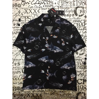 CPS CHAPS BLACK SHARK CRANE RESORT SHIRT SIZE S มือ 1 ของใหม่ ของแท้ 100% เสื้อเชิ้ตฮาวาย เสื้อฮาวาย HAWAII แขนสั้น