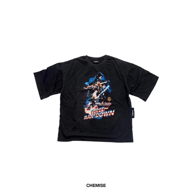 เสื้อ THREEMANDOWN (XS) Wish my car could fly Washed Oversized T-Shirt