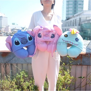 หมอนรองคอ มีฮู้ด Stitch สติช &amp; Angel แองเจิ้ล &amp; Scrump สกั๊ม