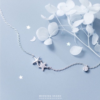 MeeningBrand❀สร้อยคอเงิน  TWO STAR DIAMOND [02-0007]